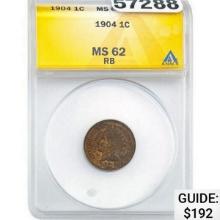1904 Indian Head Cent ANACS MS62 RB