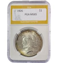 1926 Silver $1 Peace Dollar PGA MS65