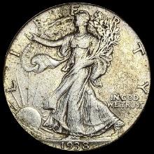 1938-D Silver Walking Liberty Half Dollar LIGHTLY CIRCULATED