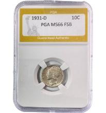 1931-D Mercury Dime PGA MS66 FSB