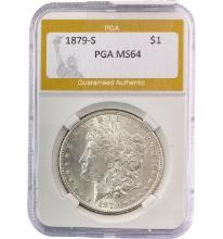 1879-S Silver $1 Morgan Dollar PGA MS64