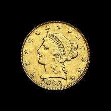 1853 Gold $2.50 Liberty Head Quarter Eagle CLOSELY UNCIRCULATED