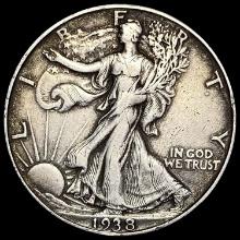 1938-D Silver Walking Liberty Half Dollar LIGHTLY CIRCULATED