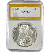 1886 Silver $1 Morgan Dollar PGA MS64
