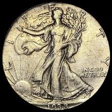 1938-D Silver Half Dollar Walking Liberty LIGHTLY CIRCULATED
