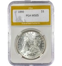 1890 Silver $1 Morgan Dollar PGA MS65