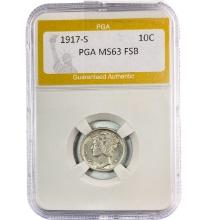 1917-S Mercury Dime PGA MS63 FSB