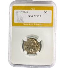1916-S Buffalo Nickel PGA MS63