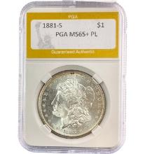 1881-S Morgan Silver Dollar PGA MS65+ PL