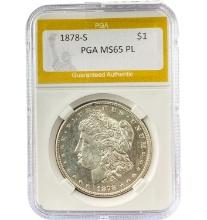 1878-S Morgan Silver Dollar PGA MS65 PL