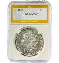 1900 Morgan Silver Dollar PGA MS65 PL