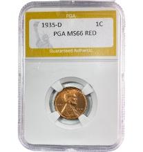 1935-D Wheat Cent PGA MS66 RED