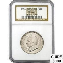 1936 Cleveland 50C NGC MS64