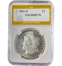 1881-O Morgan Silver Dollar PGA MS65 PL