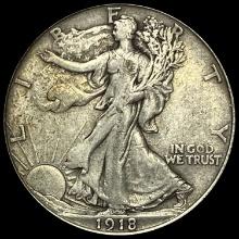 1918-D Silver Half Dollar Walking Liberty LIGHTLY CIRCULATED