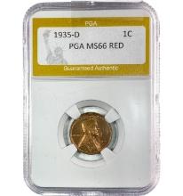 1935-D Wheat Cent PGA MS66 RED
