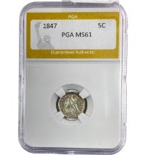 1847 Seated Liberty Half Dime PGA MS61
