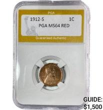 1912-S Wheat Cent PGA MS64 RED