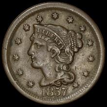 1857 Braided Hair Large Cent LIGHTLY CIRCULATED