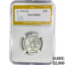 1914-D Barber Quarter PGA MS65