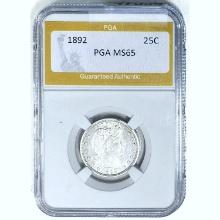 1892 Barber Quarter PGA MS65