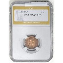 1935-D Wheat Cent PGA MS66 RED