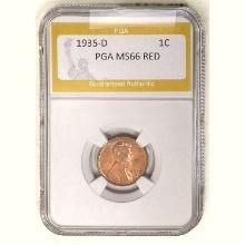 1935-D Wheat Cent PGA MS66 RED