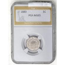 1883 Shield Nickel PGA MS65
