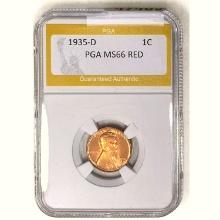 1935-D Wheat Cent PGA MS66 RED