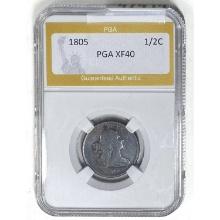 1805 Draped Bust Half Cent PGA XF40