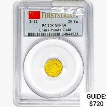 2012 1/20oz Gold China Panda 20 Yn PCGS MS69