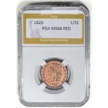 1826 Classic Head Half Cent PGA MS64 RED