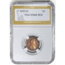 1935-D Wheat Cent PGA MS66 RED