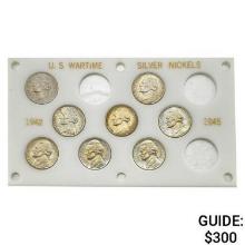 1942-1945 Gem Bu Silver War Nickel Set [8 Coins]