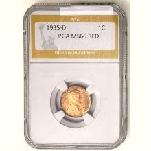 1935-D Wheat Cent PGA MS65 RED