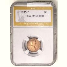 1935-D Wheat Cent PGA MS66 RED