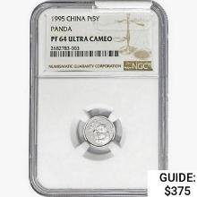 1995 1/20oz China Silver Panda Pt5Y NGC PF64 UC
