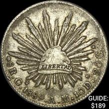 1889Cm AM Mexico Silver 8 Reales Cap&Ray NEARLY UNCIRCULATED