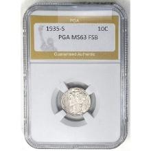 1935-S Mercury Dime PGA MS63 FSB
