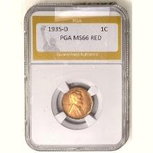 1935-D Wheat Cent PGA MS66 RED