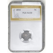 1832 Capped Bust Half Dime PGA AU58