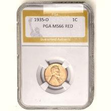 1935-D Wheat Cent PGA MS66 RED