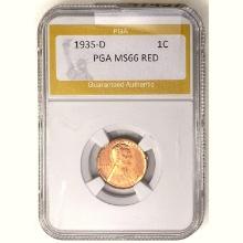 1935-D Wheat Cent PGA MS66 RED