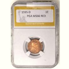 1935-D Wheat Cent PGA MS66 RED