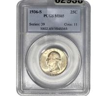 1936-S Washington Silver Quarter PCGS MS65