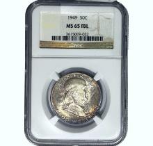 1949 Franklin Half Dollar NGC MS65 FBL
