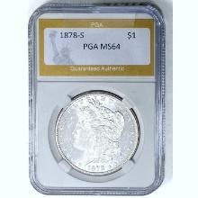 1878-S Morgan Dollar PGA MS64 SILVER