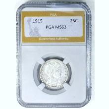 1915 Barber Quarter PGA MS63 SILVER