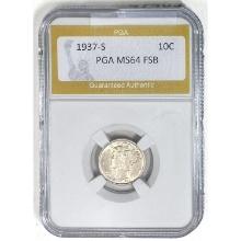 1937-S Mercury Dime PGA MS64 FSB