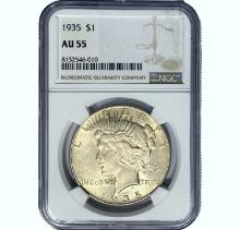 1935 Silver Peace Dollar NGC AU55